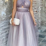 Mac Duggal Multicolor Glitter Ombre Halter Neck Ballgown in Charcoal Ombre US 14 Photo 0