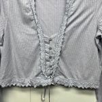 Free People Linen Blend Bohemian Cropped Lavender Women's Boxy Top Size Large Photo 4