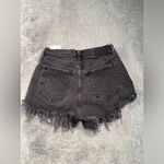 Abercrombie & Fitch high rise mom Black Denim Frayed Shorts Photo 8