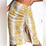 Her Pony the Label Bambi High Waist Ruched MIidi Skirt NWT Size Medium Yellow Photo 1