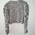 Boutique Avestique Gray Knit Puff Shoulder Sleeve Cropped Cardigan Photo 4