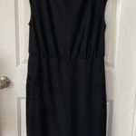Ann Taylor  Factory Black Mock Neck Cap Sleeve Ruched Waist Midi Dress Size 14 Photo 0