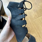 mix no. 6 Black Lace Up Block Heels, Cocktail Party Sandal Heels, Size 10 Photo 12
