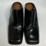 ZARA square toe block heel mules black leather size 36 Photo 3