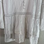 N/Nicholas Cotton White Eyelet Long Sleeve Mini Tiered Dress Size 6 Photo 4