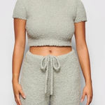 SKIMS  Cozy Knit Cropped T-Shirt In Aqua Photo 0