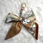 New Weave Bowknot Pendant Bag Charm Soft Silk Scarf Keychain Fashion Charm Brown Photo 0