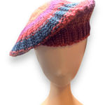 None Knit Beret Hat Coral Pink Orange Purple Blue Tonal Shades Warm Winter Essential Photo 0
