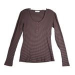 Carve Designs Shirt Womens Small Blue Brown Henley Everyday Casual Athleisure Photo 0