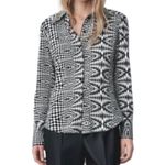 ZARA  Black White Geometric Print Long Sleeve Button Down Shirt size Medium Photo 1