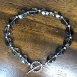 Sterling Silver Faceted Smokey Quartz  Spacers Toggle Clasp Tennis Bracelet 8” Photo 7