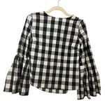 Sunday in Brooklyn  Anthropologie Blouse Black White Plaid Bell Sleeve Size XS Photo 0