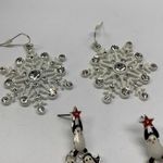 Lot Of 3 Dangle Costume Earrings Pierced Christmas Snowman Snowflake Penguin Photo 2