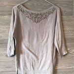 White House | Black Market WHBM Grey Beaded Collar Boatneck Sweater XS Photo 0