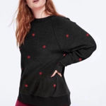 PINK - Victoria's Secret VS PINK Women’s Large Black Embroidered Roses Pullover Sweatshirt  Photo 0