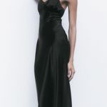 ZARA Black Satin Sleek Camisole Slip Dress Photo 6