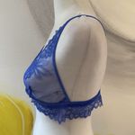 Free People bralette. Size Small. Blue lace with velvet straps. Like new. Photo 1