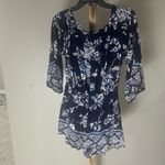 Angie  Blue White Floral Boho Romper – Size Large Photo 1