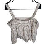 Lucky Brand  Square Neck Linen Blend Cropped Loose Fit Striped Tank Photo 3