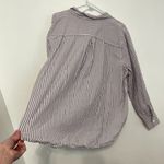 Maurice's  Striped 90s Prep Button Up Shirt Purple White Long Sleeve Button Down Photo 15