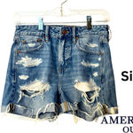 American Eagle Outfitters Distressed Blue Jean Shorts Photo 0