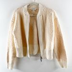 On 34th Boucle Double Zip Up Long Sleeve Cozy Bomber Jacket Cream Ivory XS Photo 1