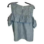 J.Crew  Linen Blend Ruffle Striped Cold Shoulder Top Sz 14 women Photo 3