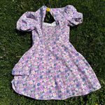 Forever 21 Sweetheart Tea Party Puff Sleeve Purple Dress Photo 3