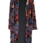 ZARA Floral Velvet Long Kimono Open Cardigan Robe Boho Artisan Sz M Blogger Fav Photo 4