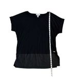 Calvin Klein Black Short Sleeve Layered Round Neck Loose Fit Blouse Sz Medium Photo 8