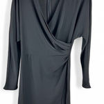 OAK + FORT Black Long Sleeve Wrap Mini Dress Cocktail Party Evening Dress Photo 0