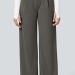 Halara High Waist Straight Leg Work Pants Stretch Comfort Deep Red Grey S Reg Photo 1