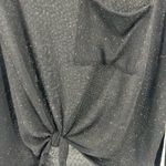 Entro  tie waist sheer v-neck pullover sweater black color dots L casual Photo 3