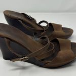 UGG  Strappy Brown Leather Women's Wedge Sandals Size 9 Open Toe Ankle Strap Photo 4
