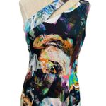 Black Halo Yara Cocktail Dress One Shoulder Colorful Abstract Print Size 4 Photo 4