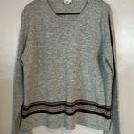 Royal Robbins  Grey Striped Detail 100% Lambswool Long Sleeve Sweater Women’s XL Photo 0