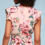 Lulus NEW Good Fleur You Blush Pink Floral Cross Front Tie Waist Crop Small Photo 2