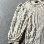 J.Crew  Crochet-trim puff-sleeve T-shirt in Ivory Size Small EUC Photo 3