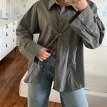 NA-KD Grey White Stripe Button Down Photo 1