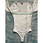 EXPRESS  Body Contour White Scoop Neck Long Sleeve Bodysuit S Photo 5