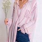 Davi & Dani Springtime! Striped Pastel Button Down Top Blouse Photo 0