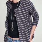 Free People  Peplum Striped Jacket Cotton Blend Full Zip Size Small Photo 0