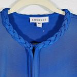 Emmelle Blue Silk Braided Neck Tie Cape Jacket Med Photo 3