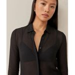 Reformation  Violet Sheer Button Down Top Black Women’s Size 6 Career Business Photo 2