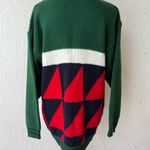 Vintage Paul Vivaldi Unisex Medium Beaded Crewneck Knit Chunky Sweater Airplane Green Photo 2