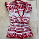 Bindu Red/White Embroidered Romper Sz Small Photo 0