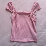 Kimchi Blue  Pink Ribbed Women's Top with Bow Details Photo 5