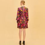 Farm Rio Floral Long Sleeve Key Hole Tiered Yellow Fruit Dream Mini Dress S Photo 8