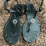  Logo Pansy Jelly Thong Sandals Flat Black Sz 8B EU38 w/Coach Hangtags Photo 15