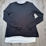 Vince Layered Look Long Sleeve Top Black Cream Small Photo 1